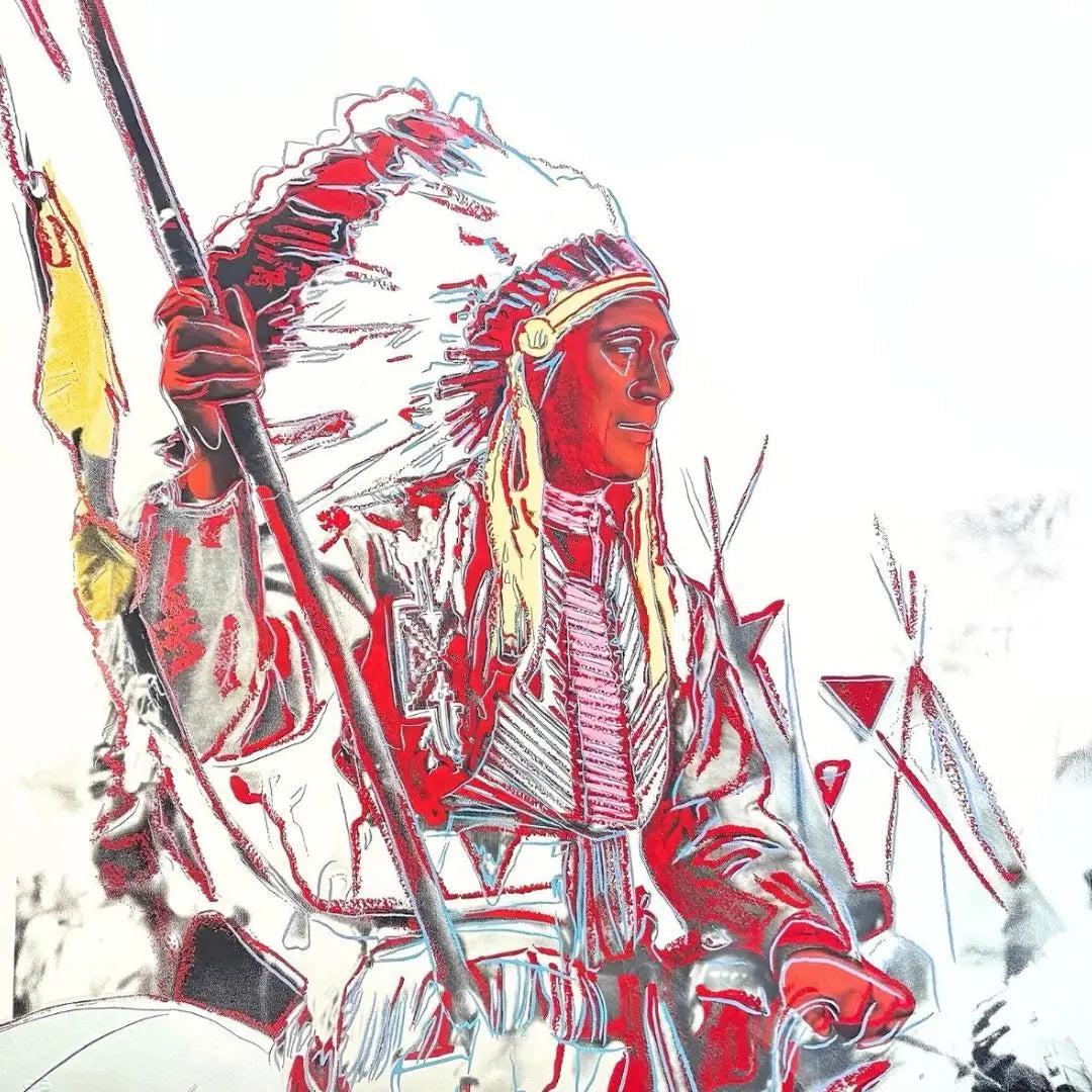 ANDY WARHOL– “War Bonnet"- Trial Screenprint- Cowboys and Indians- Unsigned Proof- Museum Quality 36x36" Wall Art