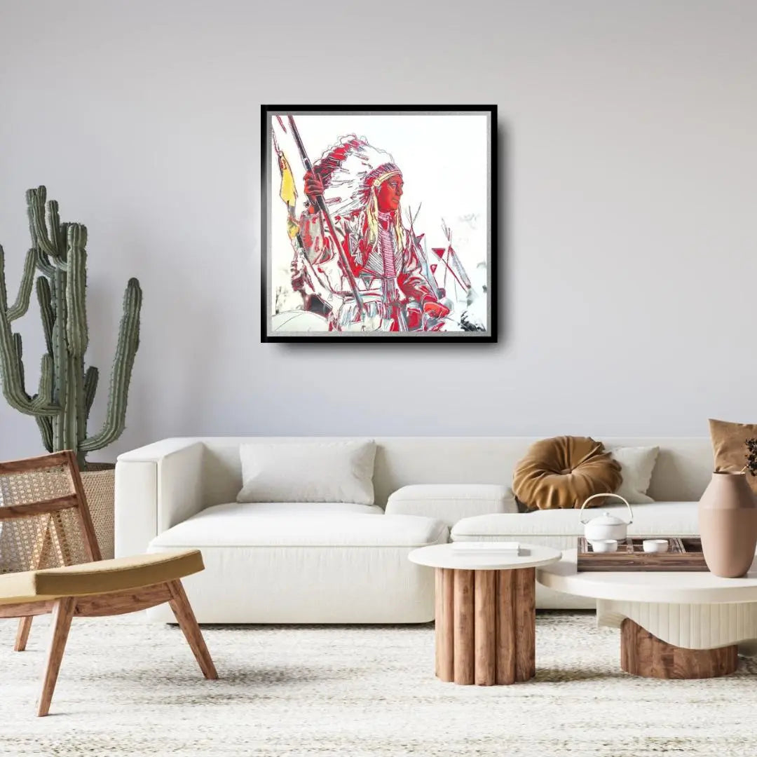 ANDY WARHOL– “War Bonnet"- Trial Screenprint- Cowboys and Indians- Unsigned Proof- Museum Quality 36x36" Wall Art