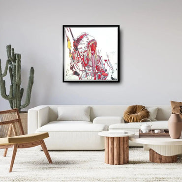 ANDY WARHOL– “War Bonnet"- Trial Screenprint- Cowboys and Indians- Unsigned Proof- Museum Quality 36x36" | Pop Art