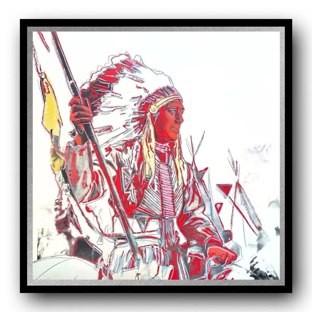 ANDY WARHOL– “War Bonnet"- Trial Screenprint- Cowboys and Indians- Unsigned Proof- Museum Quality 36x36" Wall Art