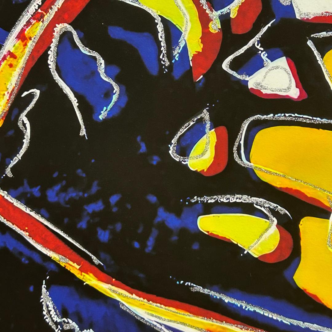 ANDY WARHOL–“Silverspot" Blue & Yellow Trial Butterfly- Endangered Species Screenprint- Diamond Dust- Museum Quality-38 X 38" Wall Art