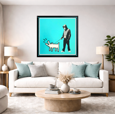 BANKSY "Barking Dog"- Aqua Screenprint Signed- Full Sized- Urban Street Graffiti | Iconic Street Art