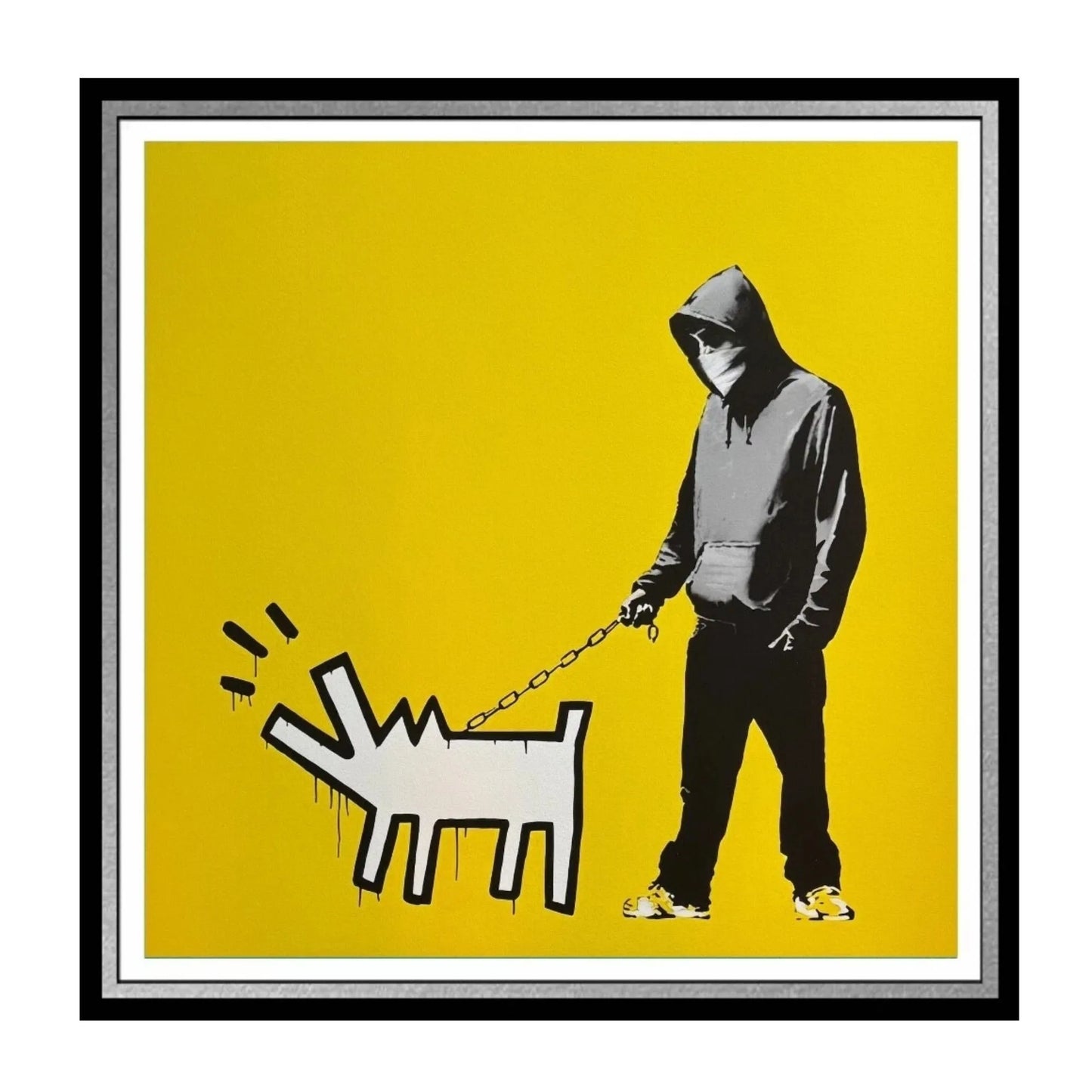 BANKSY -"Barking Dog" (Yellow) -Screen Print Paper Wall Art Decor - 27 5/8 x 27 5/8"