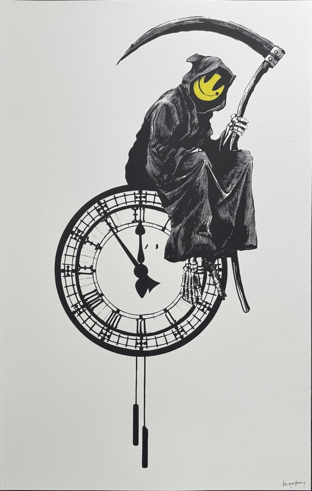 BANKSY -"GRIN REEPER" -Screenprint- Hand Signed - 17 5/8 x 27 5/8" Shipped Flat