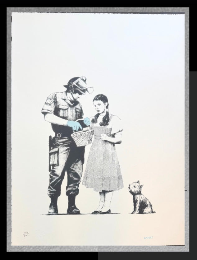 BANKSY -"Stop and Search" -Screenprint- Signed- Wizard Oz- Urban Street Art Beauty- Flat Ship