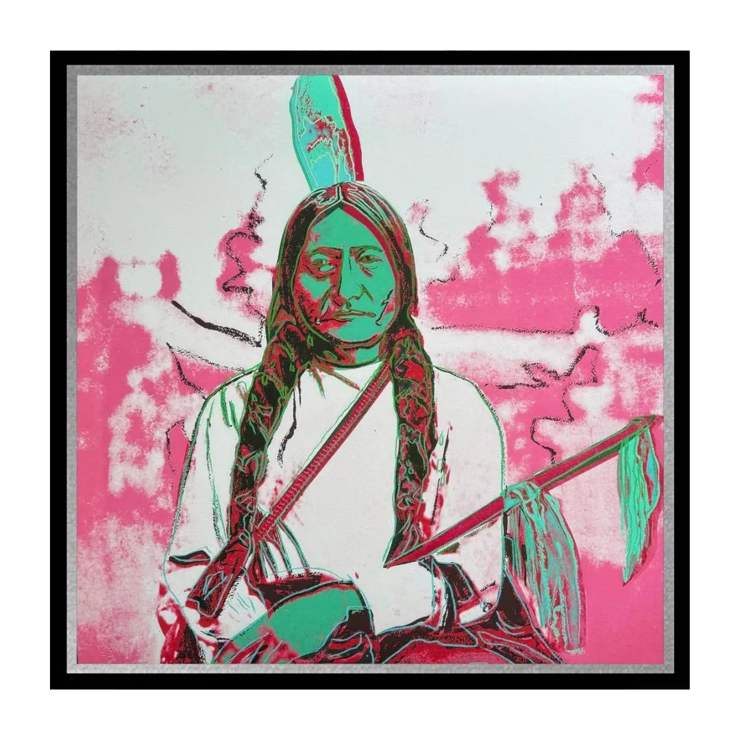 ANDY WARHOL– “Sitting Bull"- Pink Trial Screenprint- Cowboys and Indians- Unsigned Proof- Museum Quality 36x36" Wall Art