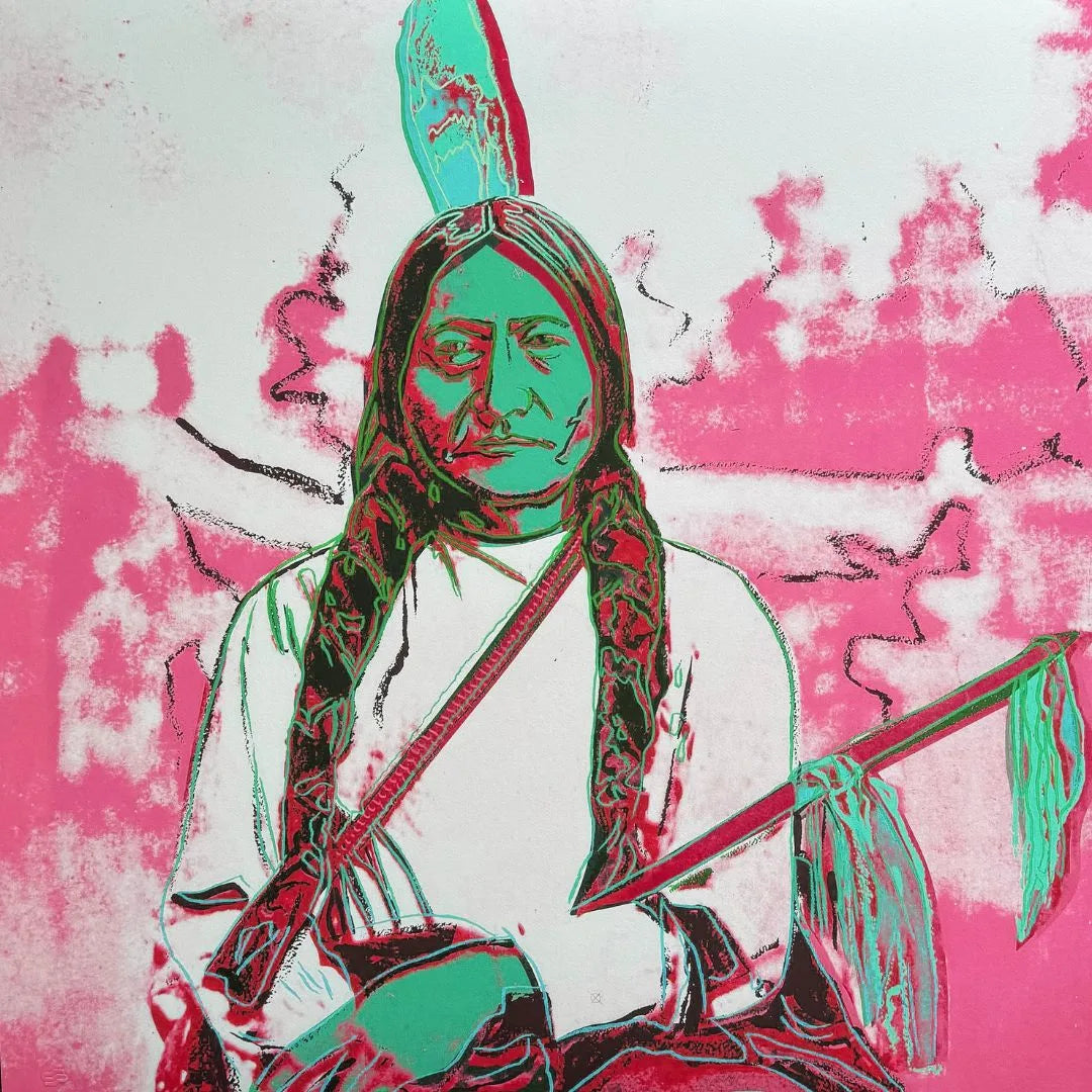 ANDY WARHOL– “Sitting Bull"- Pink Trial Screenprint- Cowboys and Indians- Unsigned Proof- Museum Quality 36x36" Wall Art
