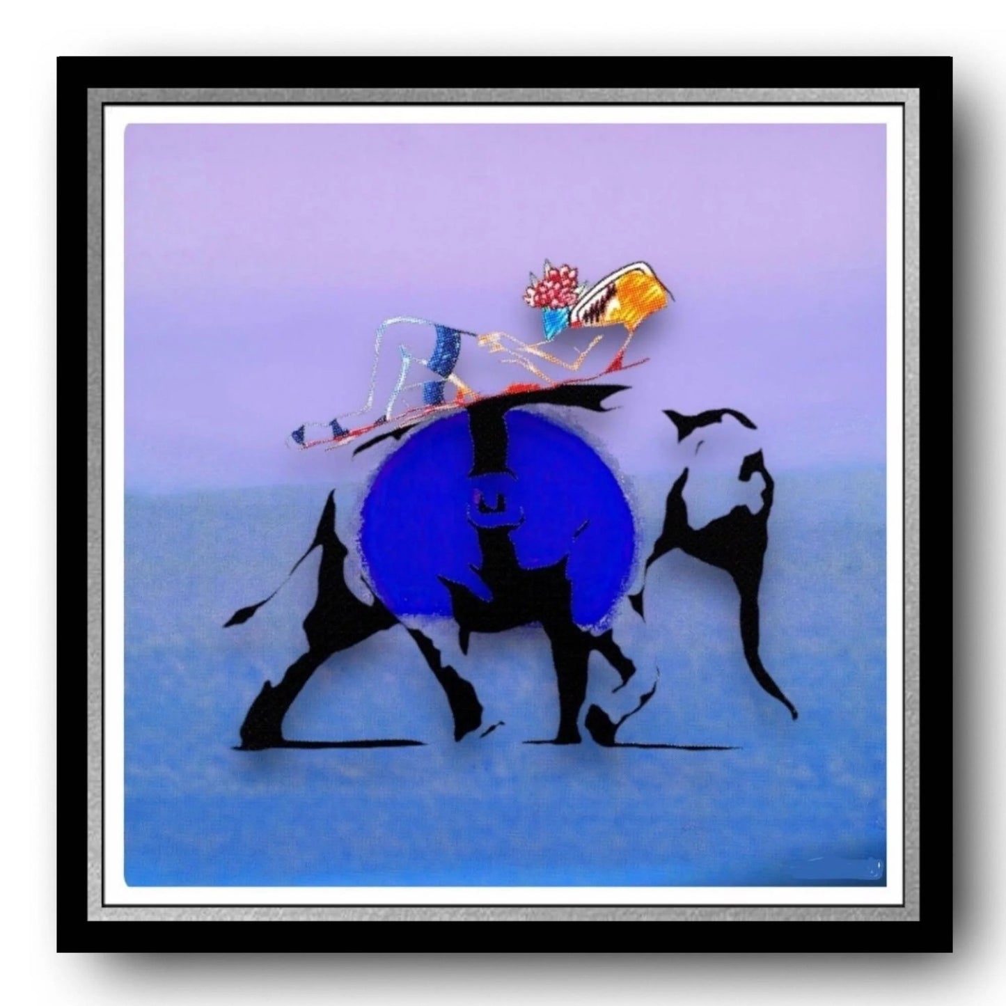FENZOLINI "ELEPHANT RIDE" Blue- Screenprint - Hand Signed, Numbered