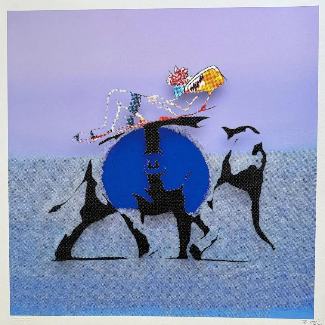 FENZOLINI "ELEPHANT RIDE" Blue- Screenprint - Hand Signed, Numbered