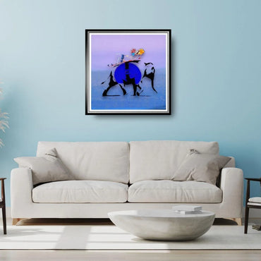 FENZOLINI "ELEPHANT RIDE" Blue- Screenprint - Hand Signed, Numbered