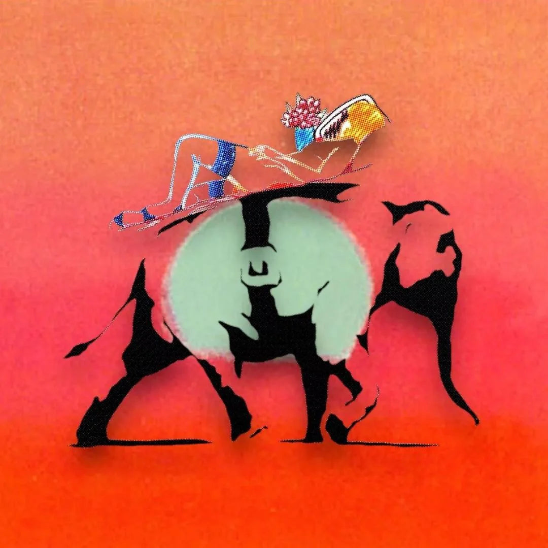 FENZOLINI "ELEPHANT RIDE" Red - Screenprint- Hand Signed, Numbered - Warhol, Banksy - 31 1/2 x 31 1/2"