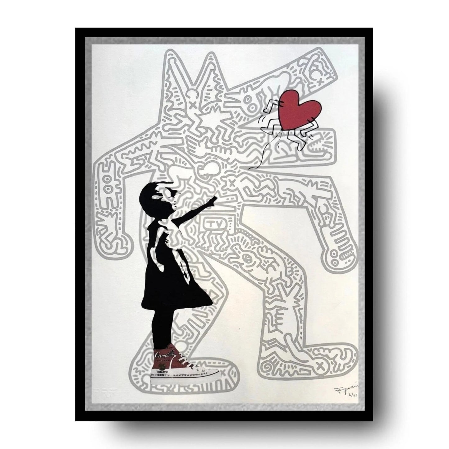 FENZOLINI - "UNLEASHED LOVE"-Screenprint (Black & Grey)- Hand Signed, Numbered - 22 x 29 1/2" Wall Art