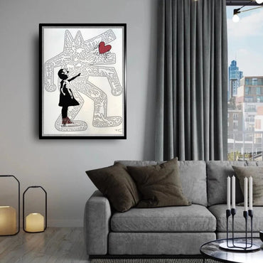 FENZOLINI - "UNLEASHED LOVE"-Screenprint (Black & Grey)- Hand Signed, Numbered - 22 x 29 1/2" Wall Art