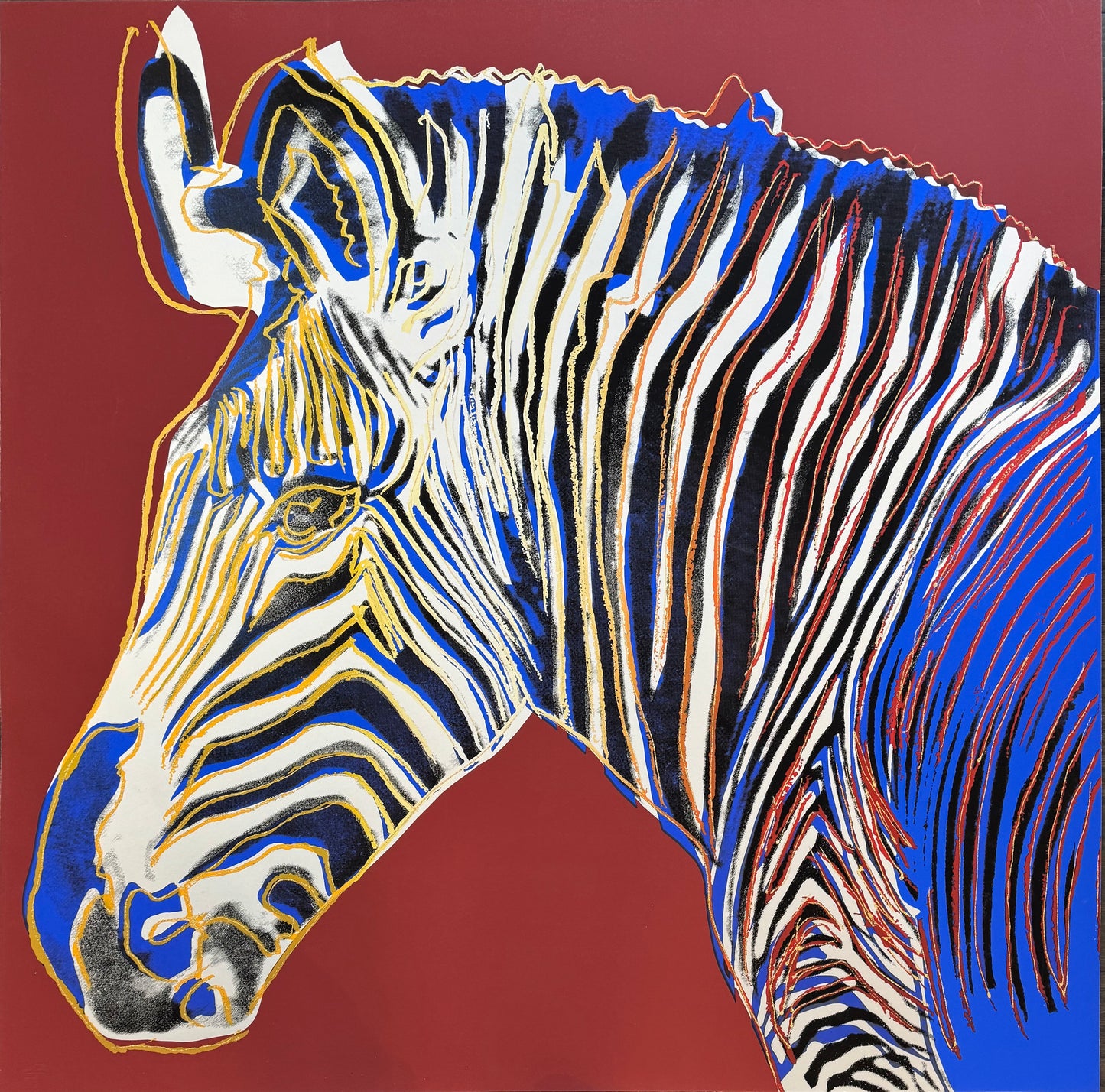 ANDY WARHOL “Zebra"-Maroon Trial Screenprint –Diamond Dust- Endang.Species Proof- Museum Quality 38 X 38"Wall Art