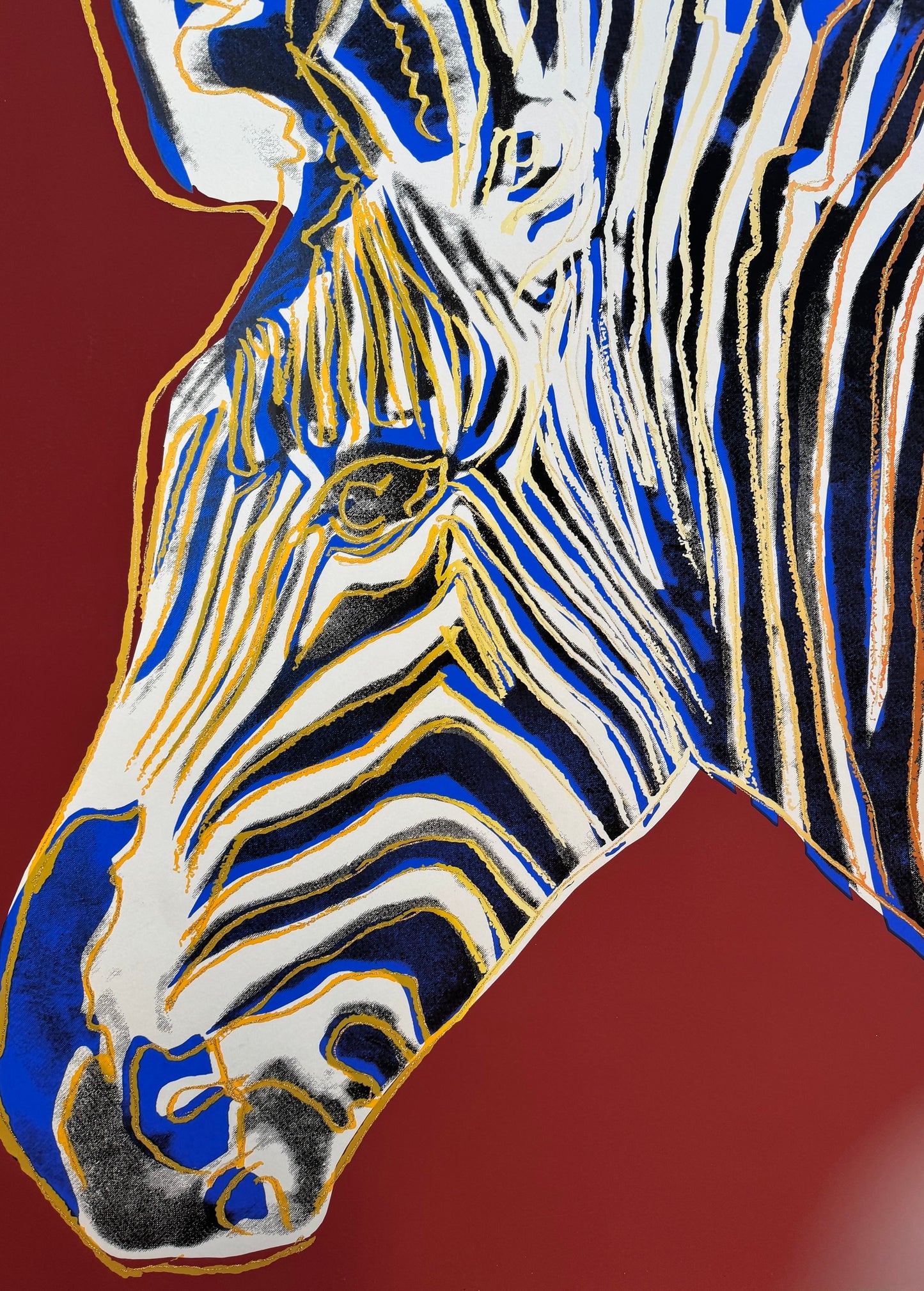 ANDY WARHOL “Zebra"-Maroon Trial Screenprint –Diamond Dust- Endang.Species Proof- Museum Quality 38 X 38"Wall Art