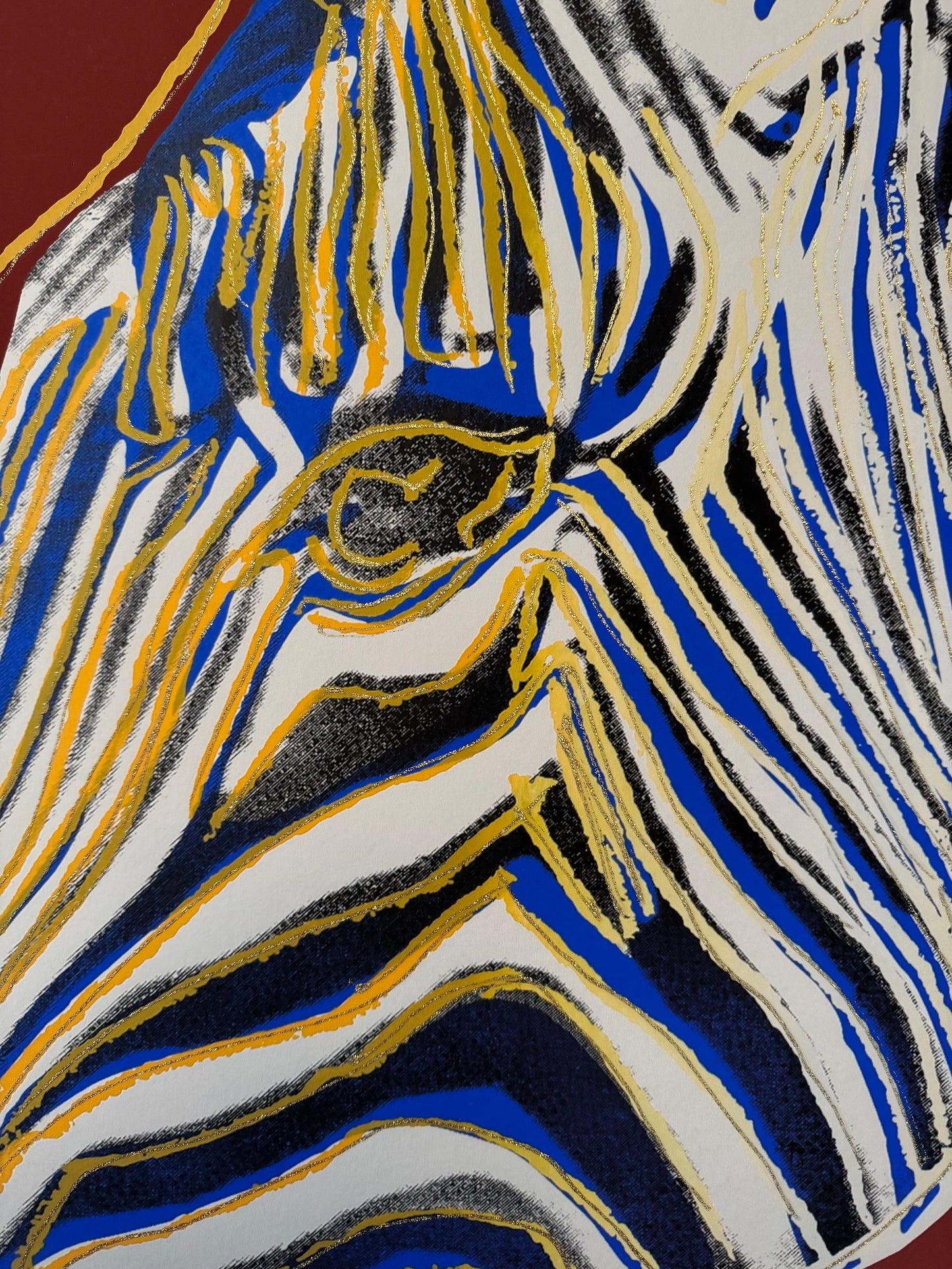 ANDY WARHOL “Zebra"-Maroon Trial Screenprint –Diamond Dust- Endang.Species Proof- Museum Quality 38 X 38"Wall Art