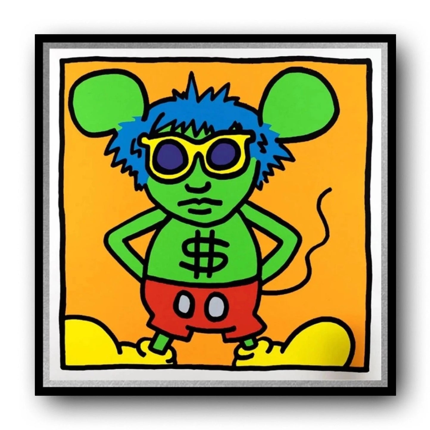 KEITH HARING "Andy Mouse 3"- Silkscreen Proof Edition- Unsigned-Museum Quality- 38x38" Wall Art
