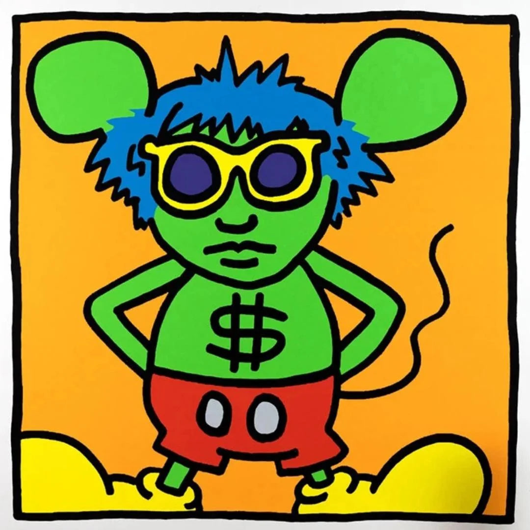 KEITH HARING "Andy Mouse 3"- Silkscreen Proof Edition- Unsigned-Museum Quality- 38x38" Wall Art