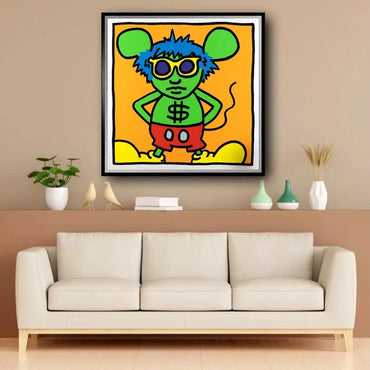 KEITH HARING "Andy Mouse 3"- Silkscreen Proof Edition- Unsigned-Museum Quality- 38x38" Wall Art