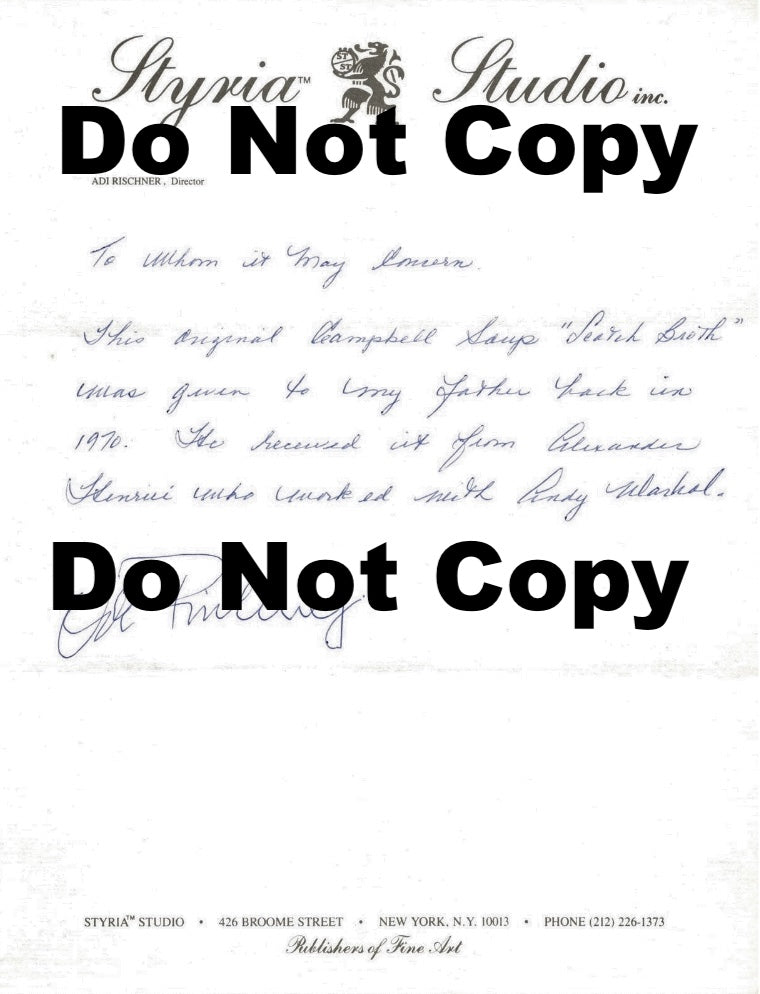 ANDY WARHOL – Original Edition "Campbells Soup" Scotch Broth"-Unsigned- Authentic- Superb Condition