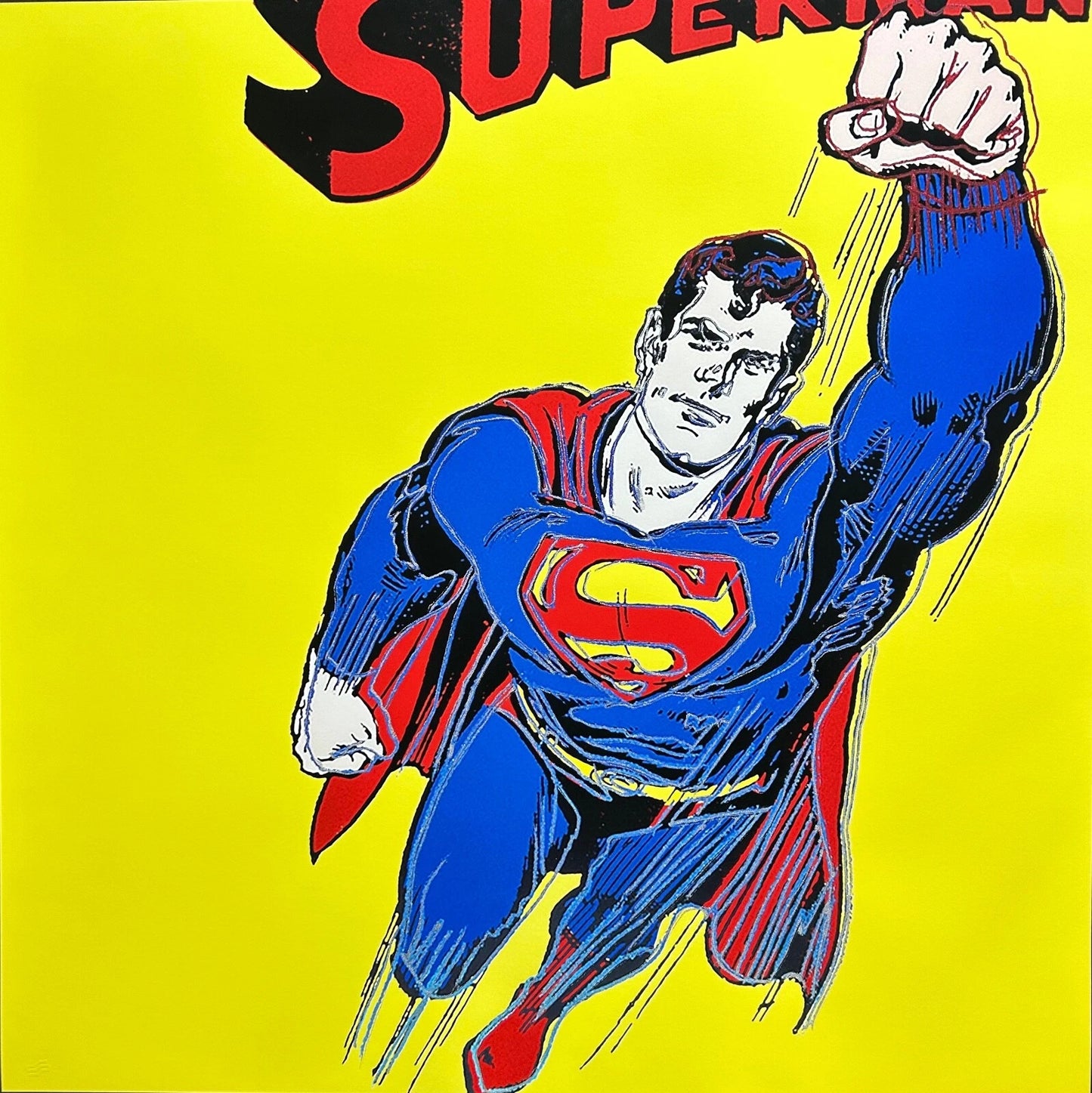 ANDY WARHOL– 2 Piece Pkg: “Superman Trials"- Multicolor Screenprint Proofs- Myths-Diamond Dust Museum Board-38 x 38" Wall Art