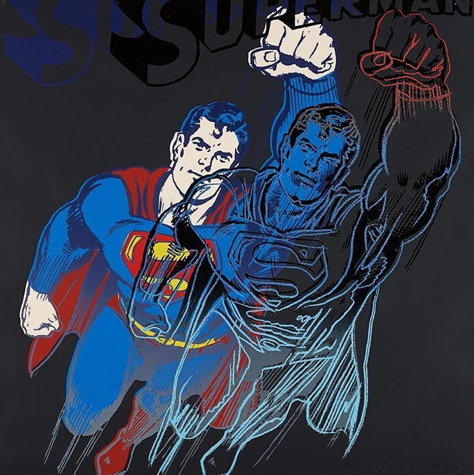 ANDY WARHOL– Pkg.2 Pieces: “Superman & Witch"-Silkscreen Proofs- Myths- Diamond Dust- Museum Board-38 x 38" Wall Art
