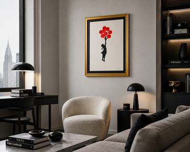 BANKSY –"8 Red Balloons"- Original Sprayed black & red paint- Signed- Museum Quality- Full sized | Iconic Street Art