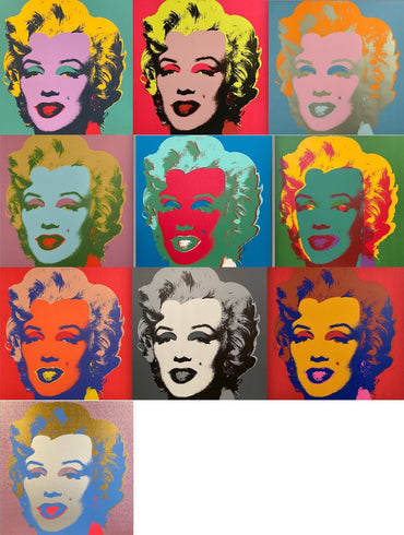 Full sized Andy WARHOL- 10 "MARILYN MONROE"- All Silkscreens-(Screenprints)- Full Marilyn Series -Suite- Flat Ship- Highest Quality.
