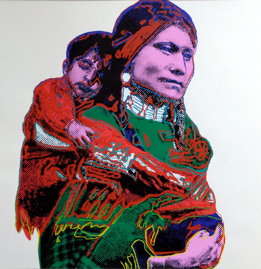 Full sized Andy Warhol -"MOTHER-CHILD & GERONIMO"-2 Silkscreen-(Screenprint)- Cowboys Indians Series - Flat Ship- Best Quality