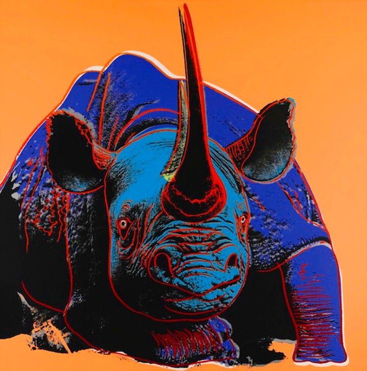Full sized Andy WARHOL -"TIGER & RHINO"- 2 Silkscreens (Screenprints) Endang. Species. Flat Ship- Best Quality -Beautiful Pair!