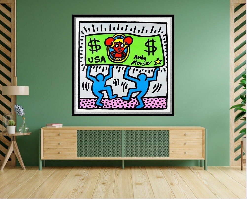 Full sized Keith HARING- "ANDY MOUSE 3"- Silkscreen (Screenprint) Proof- Top Quality Museum Board- Ships Flat- Great Color!