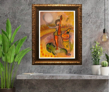 CHAGALL- ORIGINAL WATERCOLOR- Gouache Painting- Hand Signed, pHD Approval, Appraisal- Ships Flat- Beautiful Circus Piece.