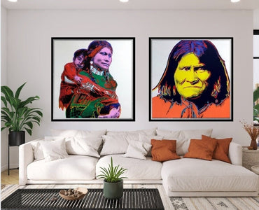 Full sized Andy Warhol -"MOTHER-CHILD & GERONIMO"-2 Silkscreen-(Screenprint)- Cowboys Indians Series - Flat Ship- Best Quality