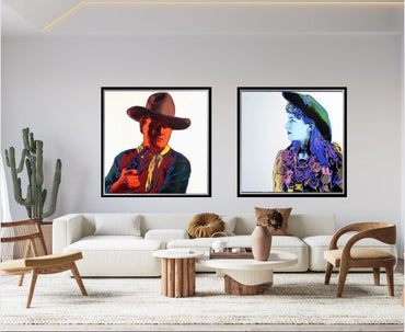 Full sized Andy WARHOL 2- "WAYNE & OAKLEY"- Silkscreens (Screenprints)-Cowboys Indians- Flat Ship- Stunning Pair- Highest Quality!