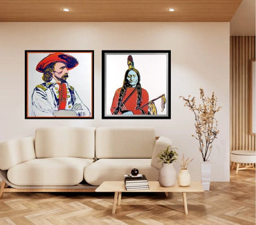 Full sized Andy Warhol - "CUSTER & SITTING BULL"- 2 Silkscreens (Screenprints)-Cowboys- Fast Flat Ship-Best Quality Museum Board