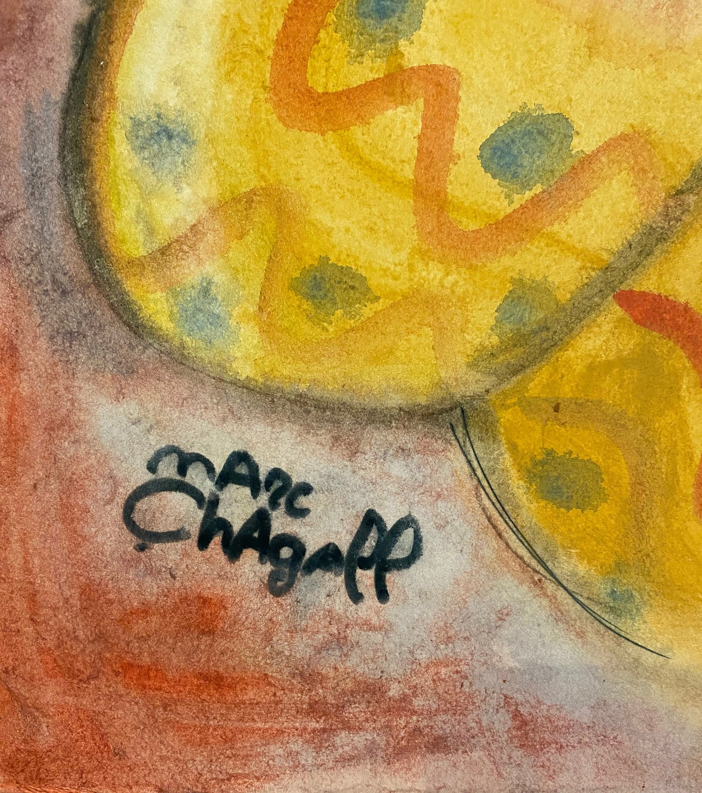 CHAGALL- Original Watercolor/ Painting on Paper- Hand signed- Larger piece. pHD Approval. Appraisal- Ships Flat