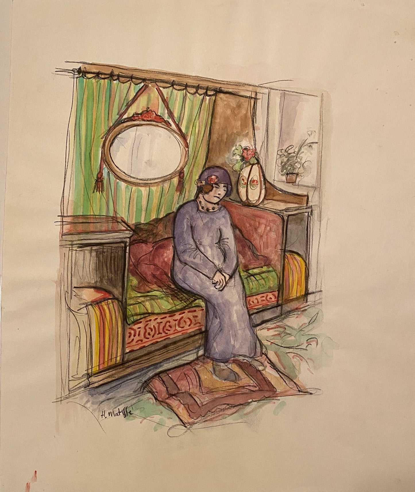 MATISSE -ORIGINAL Gouache/Painting, signed, Picasso, Miro Era- Gallery Quality- Perfect Signature- pHD Paperwork- Shipped Flat