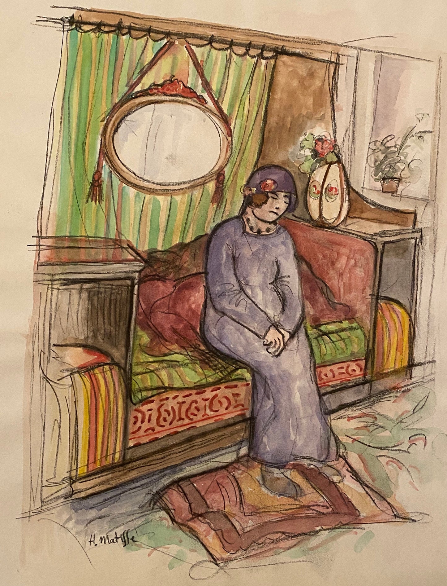 MATISSE -ORIGINAL Gouache/Painting, signed, Picasso, Miro Era- Gallery Quality- Perfect Signature- pHD Paperwork- Shipped Flat