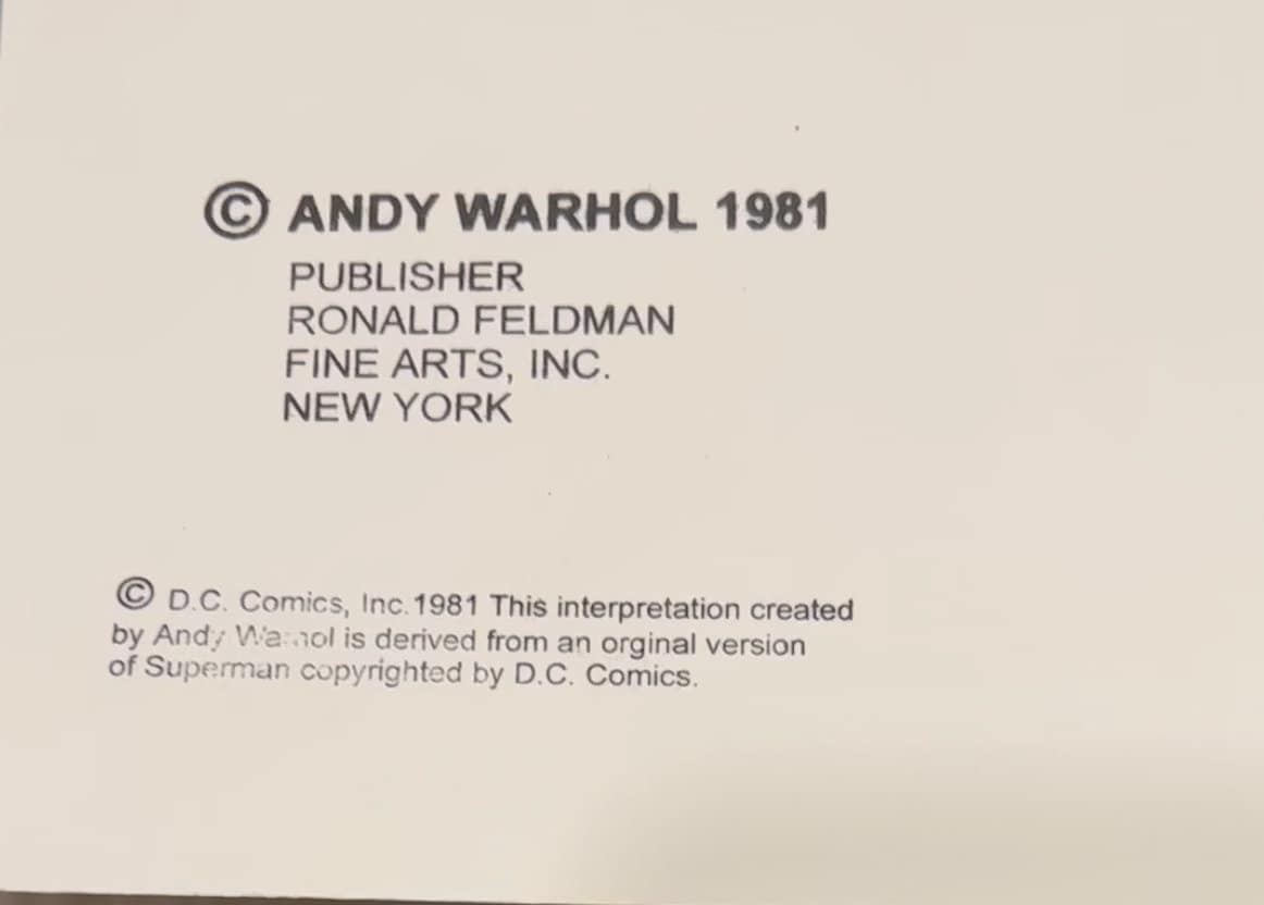 Full sized ANDY WARHOL- Screenprint- TRIAL- Purple Bkgrd- Diamond Dust- Myths -Museum Board- Flat Ship- Highest Quality