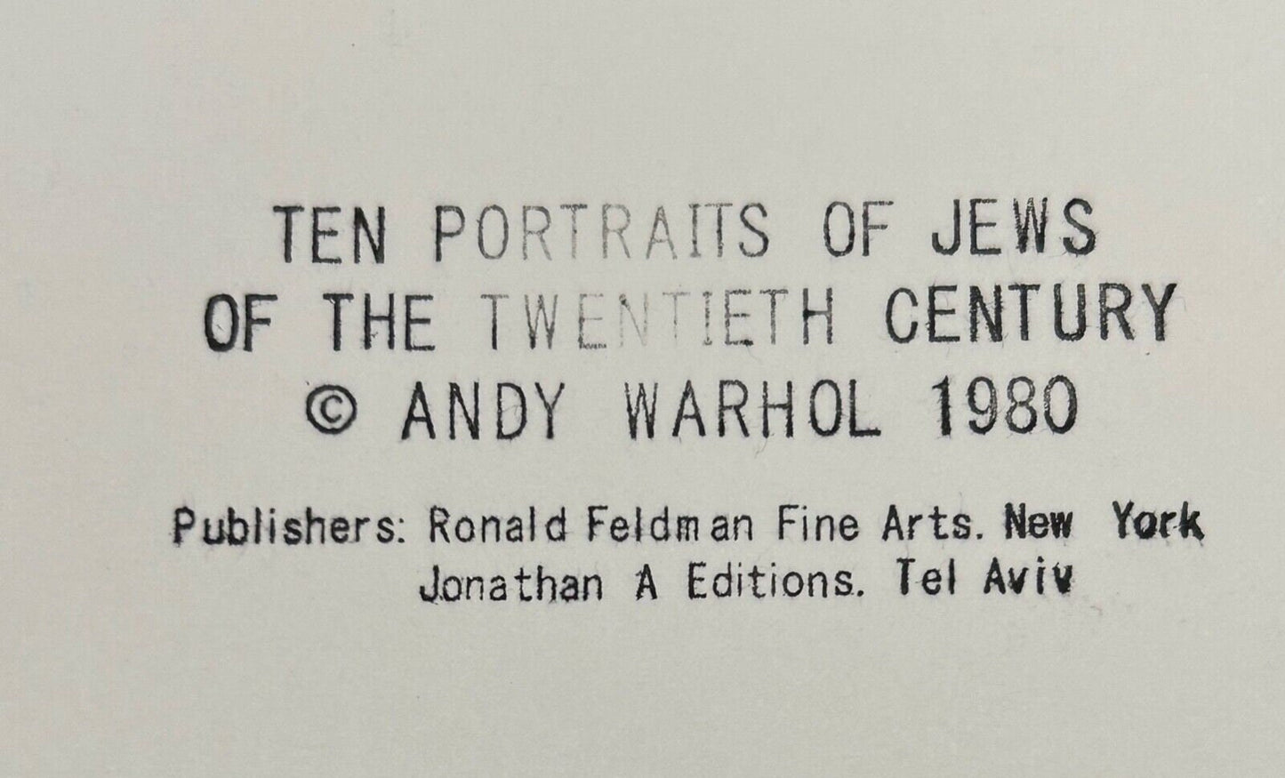 Full sized Andy WARHOL -"Gold Meier"- Screenprint Trial -Diamond Dust- Jews Suite- Museum Board-- Shipped Flat- Excellent Condition