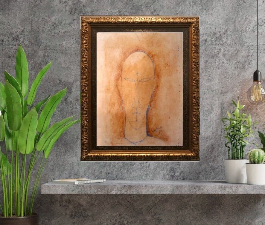 MODIGLIANI -ORIGINAL Watercolor and Pencil -Written pHD APPROVAL- Hand Signed Caryatid-Appraisal- Perfect signature- Striking.