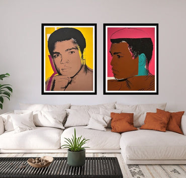 Full sized Andy WARHOL- 2 -"MUHAMMAD ALI"-Full Sized- Proofs- Screenprints- Unsigned- Great Pair- Shipped on Wood Board- Beautiful!