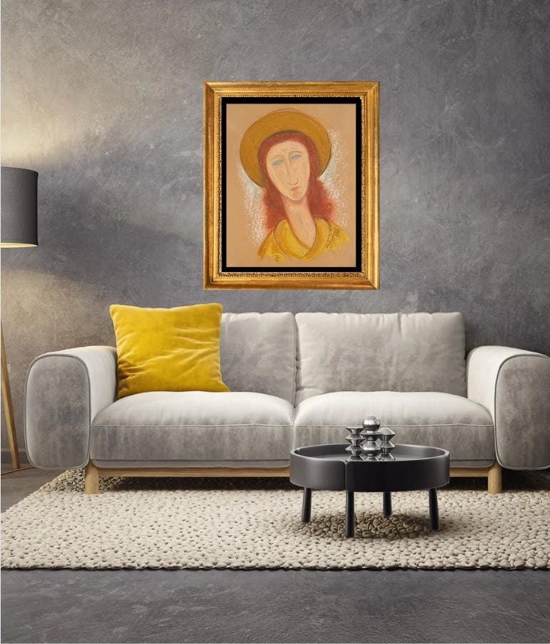 MODIGLIANI- Original Painting/Pastel; Hand signed- Picasso, Miro Era- Perfect signature. Appraisal- pHD APPROVAL- A Beauty!
