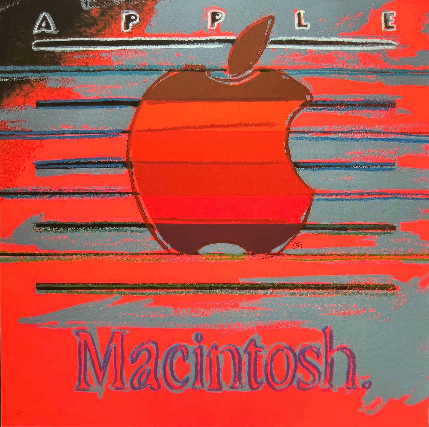 Apple Wall Art Full sized 38 X 38 – Square Andy Warhol Trial Screen Print Paper Wall Art Perfect for Above Couch