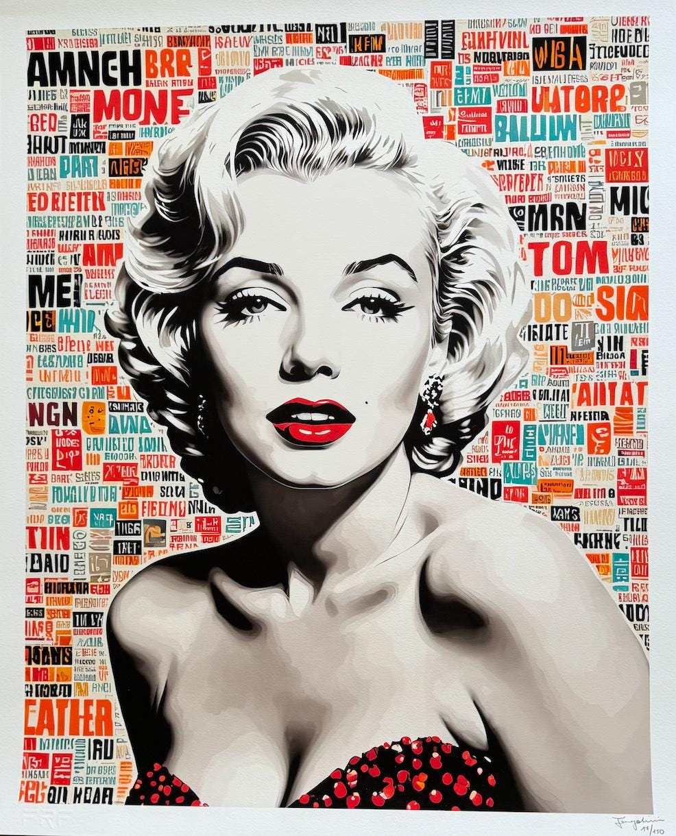 Full sized Pkg: WARHOL "CHANEL" Trial & FENZOLINI "Marilyn"-2 Beautiful Screenprints- Chanel w/ diamond dust- Flat Ship- Superb Quality