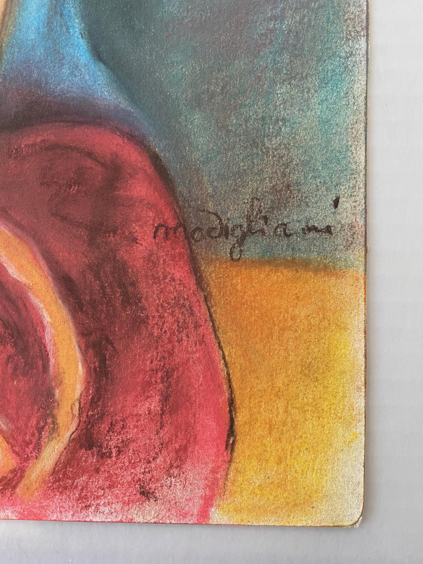 MODIGLIANI- Original Painting/Pastel; signed; pHD APPROVAL- Perfect signature. Shipped Flat. Beautiful Collector Piece.