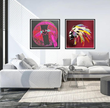 Full sized- WARHOL-"Plains Shield" Trial & FENZOLINI "Tribal Pride "-2 Screenprints- Flat Ship- Excellent Condition- Beautiful Together