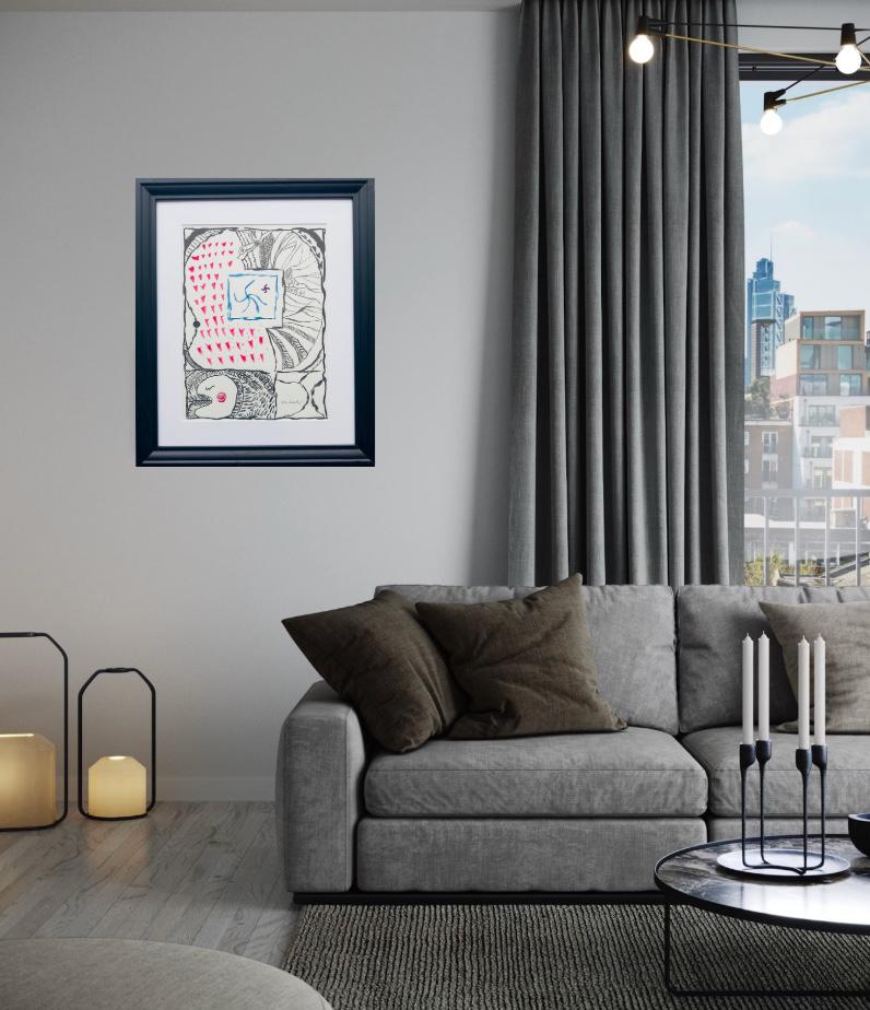 PIERRE ALECHINSKY: Unique Hand-Signed- Abstract Ink Painting- Framed- Contemporary Artwork- One Of A Kind!