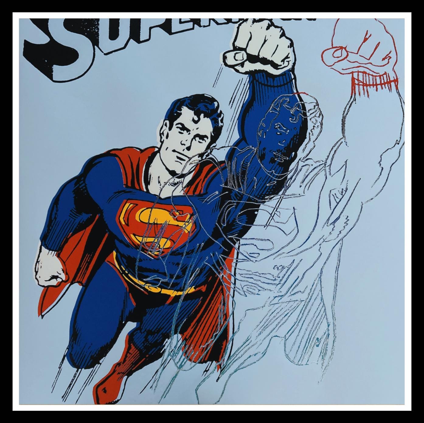 Full sized Andy WARHOL- 2 “SUPERMAN” TRIALS- Screenprints -Myths- Both Diamond Dust- Flat Ship- 2 Stunning Pieces- Best Quality