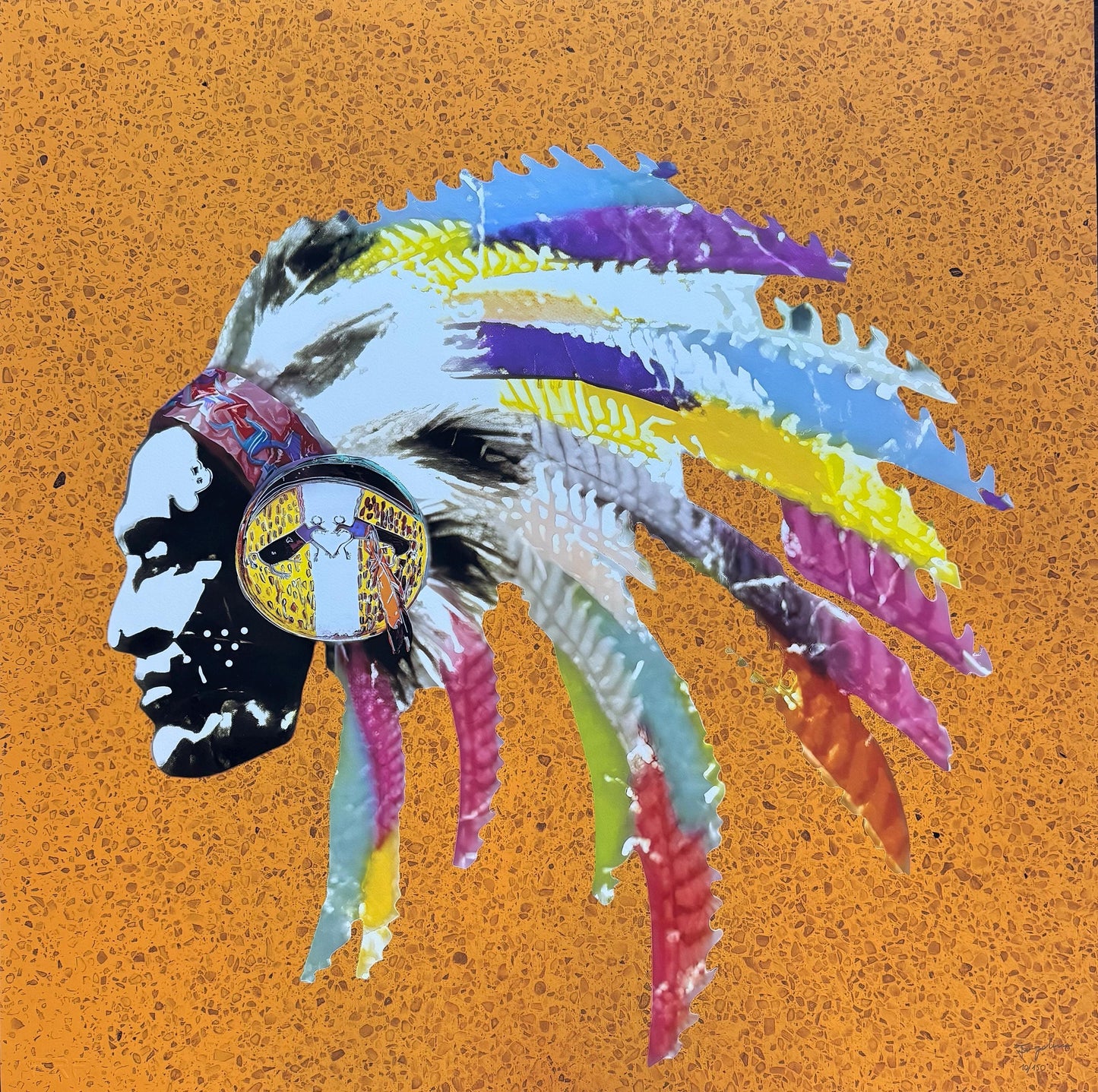 Full sized FENZOLINI "TRIBAL PRIDE"- Screenprint- Speckled Trial- Hand Signed, Numbered- Warhol Influenced - Flat Ship- See Short Video!